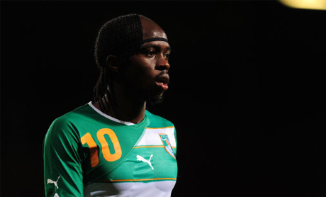 Gervinho looks on during an international match with The Netherlands