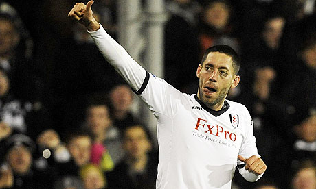 Clint Dempsey salutes the crowd after scoring his 10th goal for Fulham