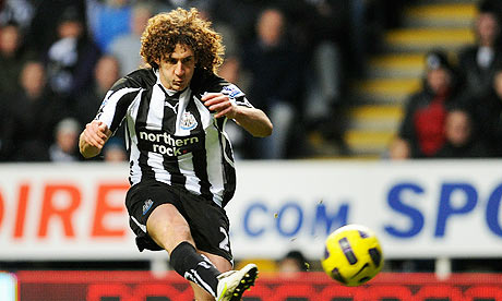 Fabricio Coloccini volleys Newcastle United into the lead at home to Tottenham