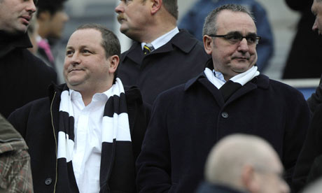 Derek Llambias and Mike Ashley watch Newcastle United in action