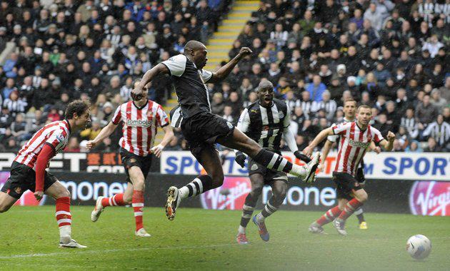 Shola Ameobi pokes home the equaliser in the 91st minute in front of 52,000