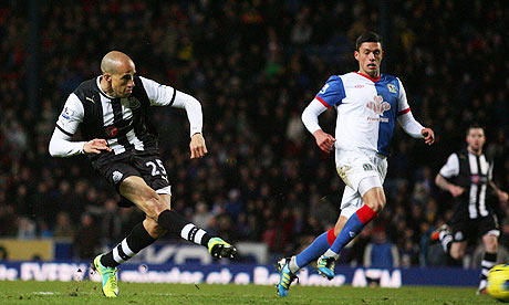 Gabriel Obertan in action for Newcastle United at Blackburn