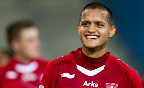 Roberto Rosales finds some humour during a league game for FC Twente