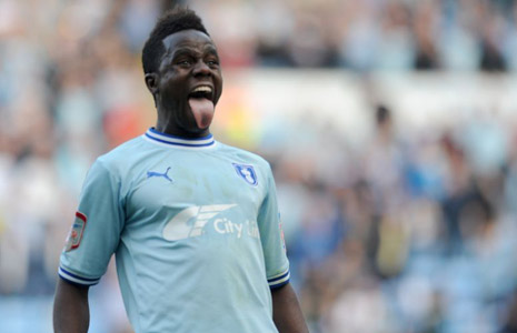 Gael Bigirimana celebrates a derby win for Coventry City