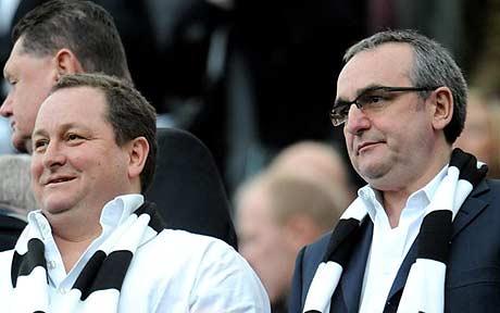 Mike Ashley and Derek Llambias watch Newcastle United at St.James' Park