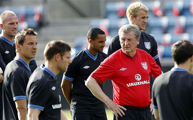 Roy Hodgson conducts a training session with England