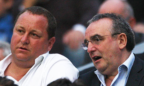 Newcastle owner Mike Ashley alongside MD Derek Llambias attend a game