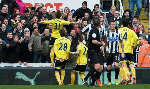 Fabio Borini celebrates scoring against Newcastle United