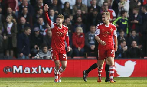 Jay Rodriguez celebrates opening the scoring for Southampton against Newcastle United