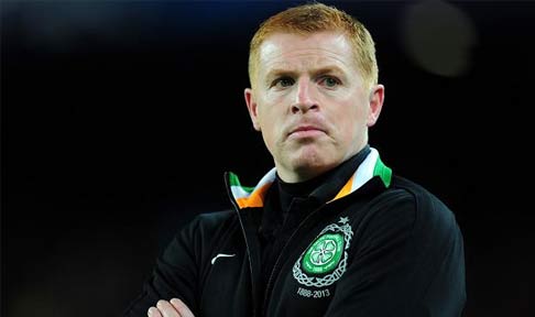 Neil Lennon looks on from the sidelines at Celtic Park