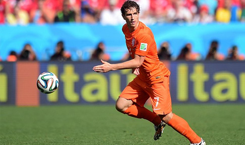 Daryl Janmaat in action for the Netherlands at the 2014 World Cup