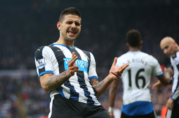 Aleksandar Mitrovic celebrates a goal